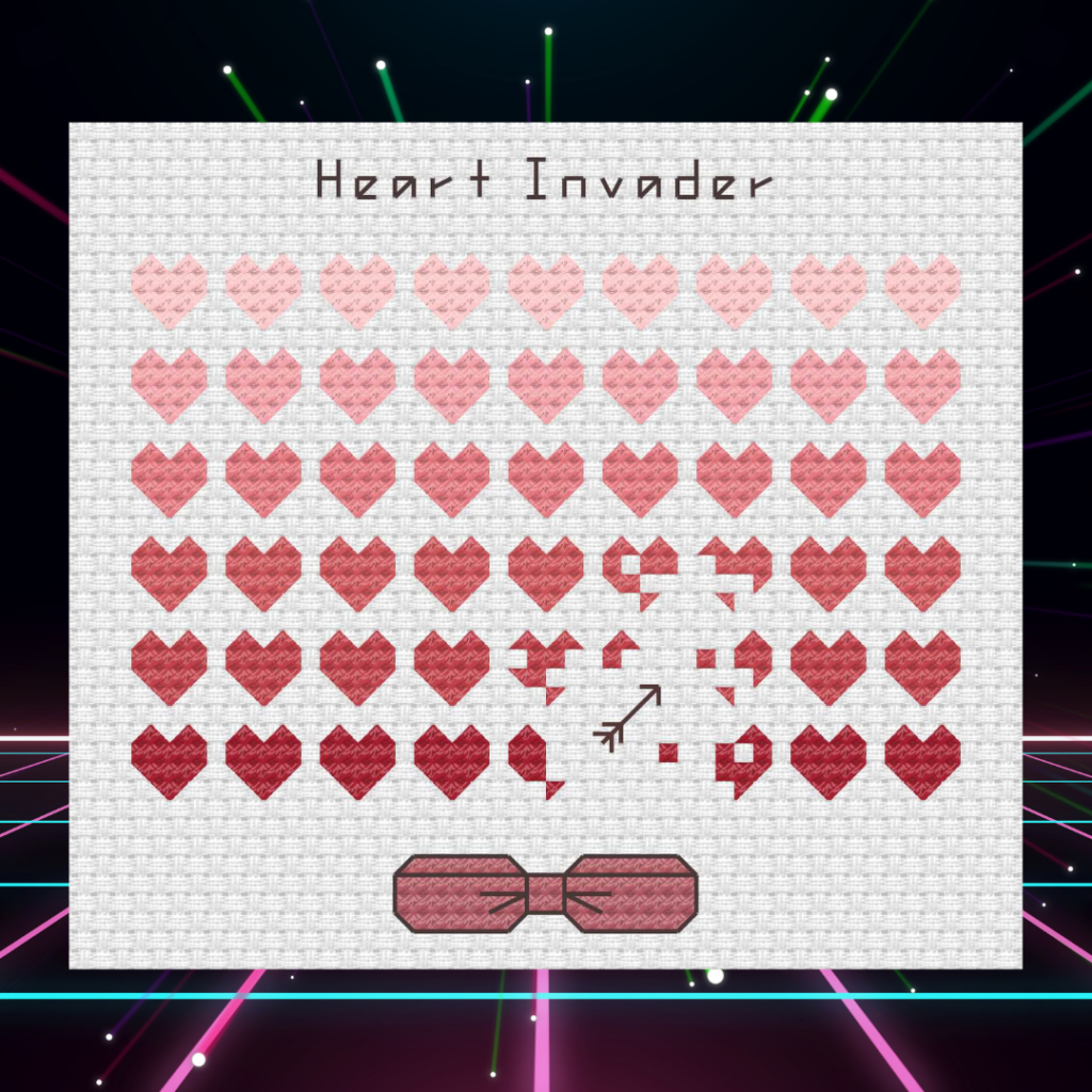 Space Invader Heart Cross Stitch Gift