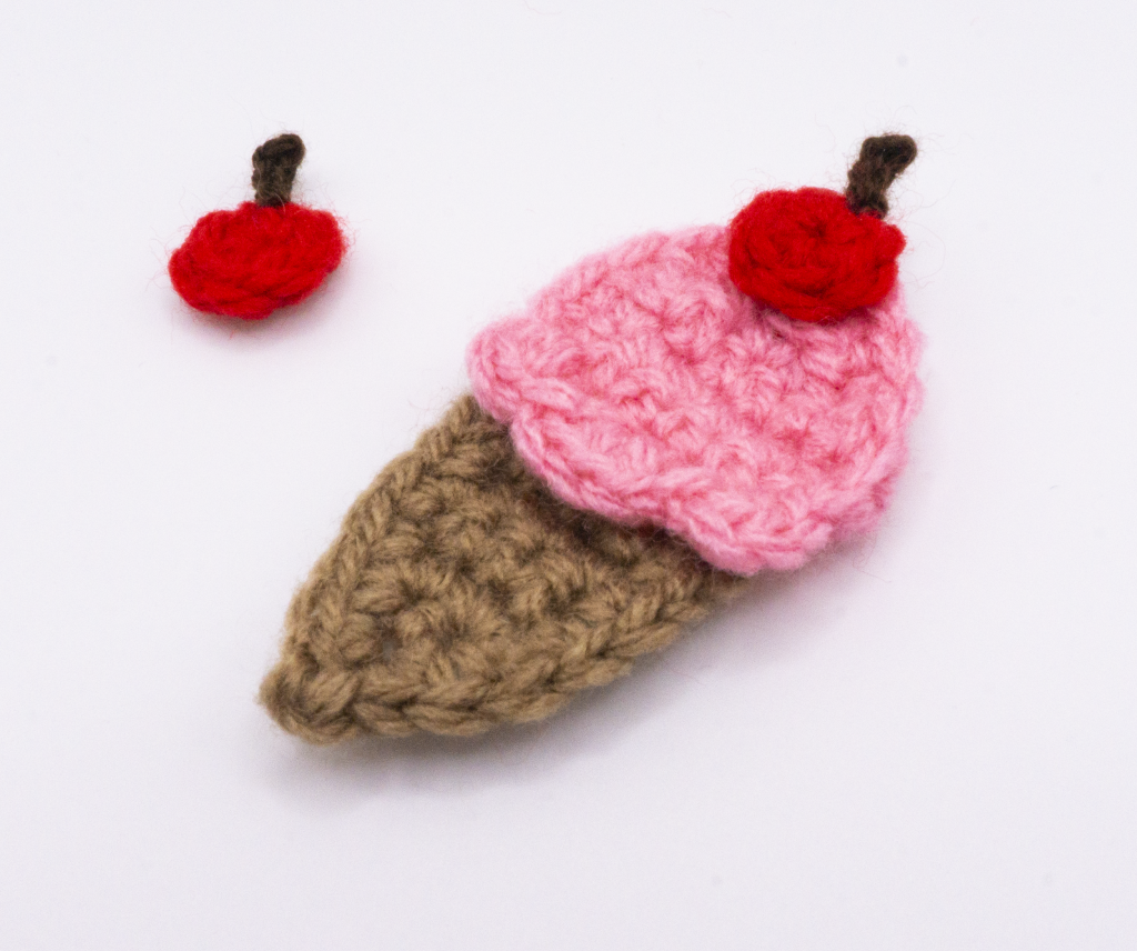 Crochet Ice Cream Cone Pin