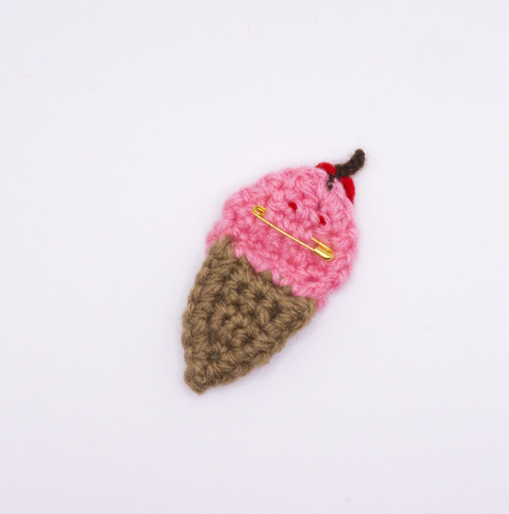 Crochet Ice Cream Cone Pin