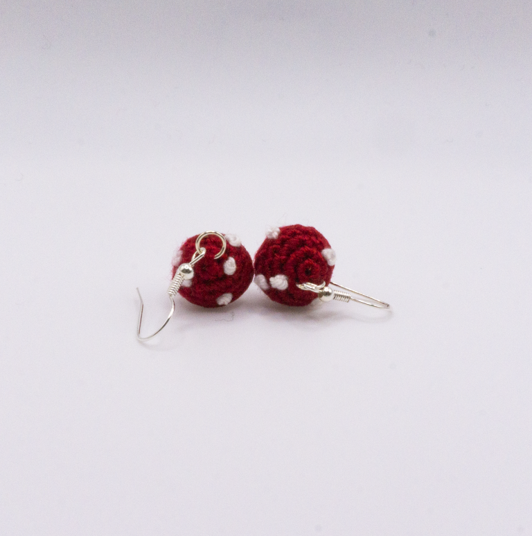 Crochet Mushroom Earrings 3