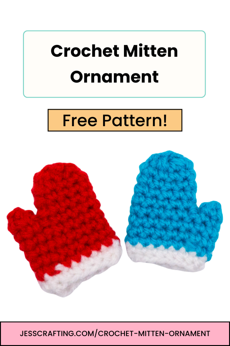 Crochet Mitten Ornament - Free Pattern - Video Tutorial - Jess Crafting